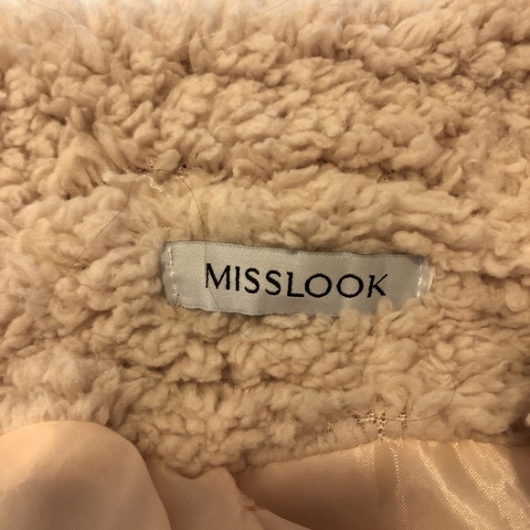 MISSLOOK  Fleece Jacket, Beige/Tan, Size - Picture 3 of 4